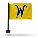 NCAA Wichita State Shockers Double Sided Car Flag -  16" x 19" - Strong Black Pole that Hooks Onto Car/Truck/Automobile By Rico Industries