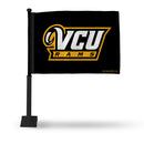 NCAA Virginia Commonwealth Rams Double Sided Car Flag -  16" x 19" - Strong Black Pole that Hooks Onto Car/Truck/Automobile By Rico Industries