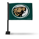 NCAA Bemidji State Beavers Double Sided Car Flag -  16" x 19" - Strong Black Pole that Hooks Onto Car/Truck/Automobile By Rico Industries
