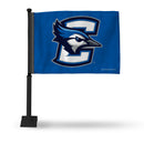 NCAA Creighton Bluejays Double Sided Car Flag -  16" x 19" - Strong Black Pole that Hooks Onto Car/Truck/Automobile By Rico Industries