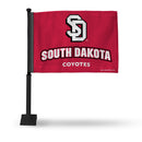 NCAA South Dakota Coyotes Double Sided Car Flag -  16" x 19" - Strong Black Pole that Hooks Onto Car/Truck/Automobile By Rico Industries