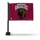 NCAA Montana Grizzlies Double Sided Car Flag -  16" x 19" - Strong Black Pole that Hooks Onto Car/Truck/Automobile By Rico Industries