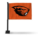 NCAA Oregon State Beavers Double Sided Car Flag -  16" x 19" - Strong Black Pole that Hooks Onto Car/Truck/Automobile By Rico Industries