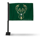 Milwaukee Bucks Car Flag - Black Pole