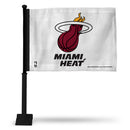 NBA Miami Heat Double Sided Car Flag -  16" x 19" - Strong Black Pole that Hooks Onto Car/Truck/Automobile By Rico Industries
