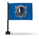 NBA Dallas Mavericks Double Sided Car Flag -  16" x 19" - Strong Black Pole that Hooks Onto Car/Truck/Automobile By Rico Industries