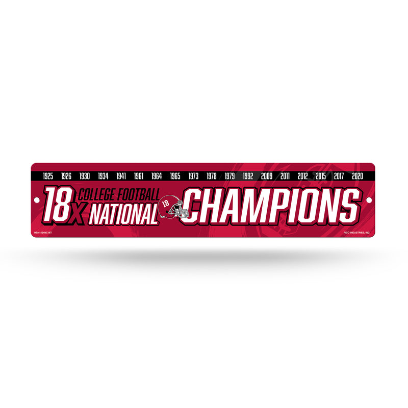 NCAA Alabama Crimson Tide Plastic 4" x 16" Street Sign By Rico Industries