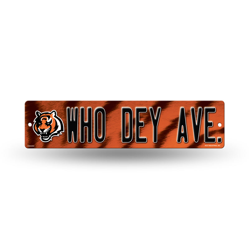 NFL Cincinnati Bengals Plastic 4" x 16" Street Sign By Rico Industries