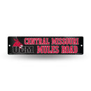 NCAA Central Missouri Mules Plastic 4" x 16" Street Sign By Rico Industries