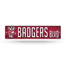 NCAA Wisconsin Badgers Plastic 4" x 16" Street Sign By Rico Industries