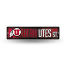 NCAA Utah Utes Plastic 4" x 16" Street Sign By Rico Industries