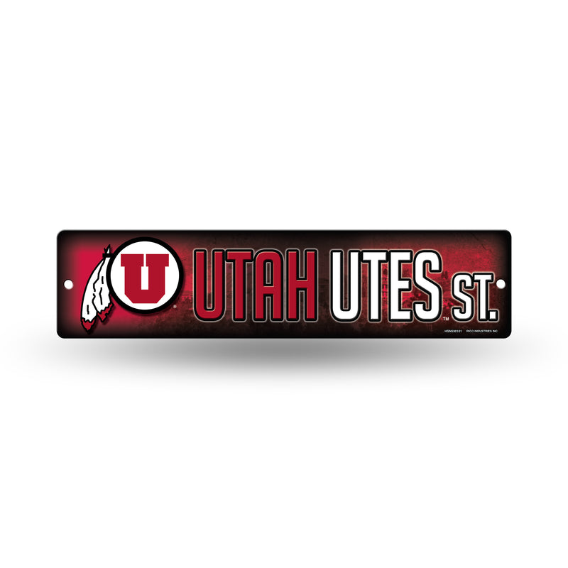 NCAA Utah Utes Plastic 4" x 16" Street Sign By Rico Industries