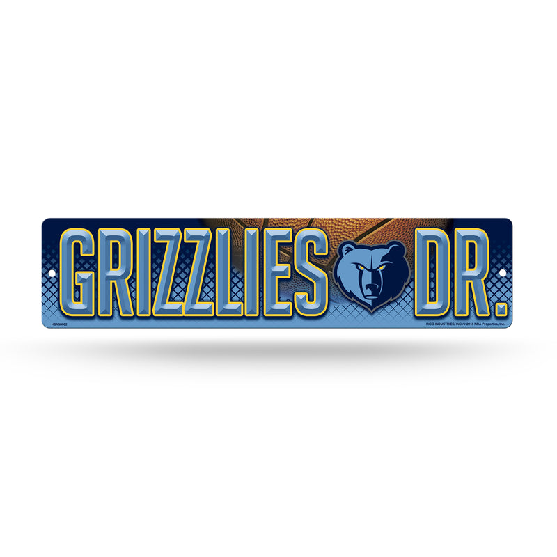 NBA Memphis Grizzlies Plastic 4" x 16" Street Sign By Rico Industries
