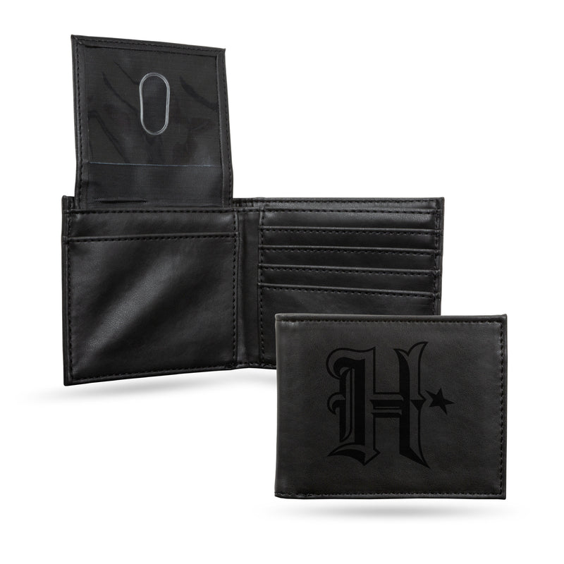 Houston Texans H Logo Laser Engraved Bilfold Wallet - Black