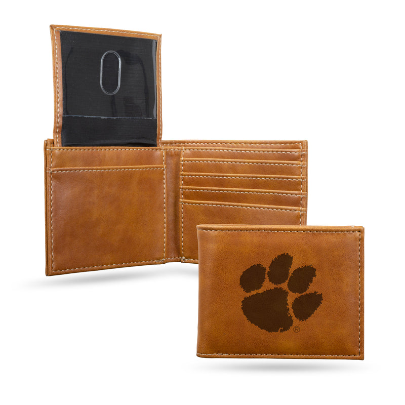 NCAA Clemson Tigers Laser Engraved Bill-fold Wallet - Slim Design - Great Gift By Rico Industries