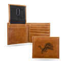 NFL Detroit Lions Laser Engraved Bill-fold Wallet - Slim Design - Great Gift By Rico Industries