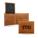 TCU Horned Frogs Laser Engraved Billfold Wallet - Brown