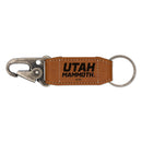 Utah Mammoth Laser Engraved Vegan Leather Carabiner Keychain - Brown