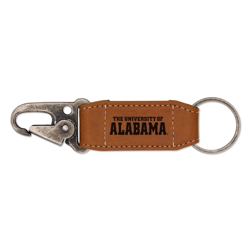 Alabama Crimson Tide Laser Engraved Vegan Leather Carabiner Keychain - Brown