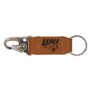 Northern Iowa Panthers Laser Engraved Vegan Leather Carabiner Keychain - Brown