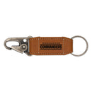 Washington Commanders Laser Engraved Vegan Leather Carabiner Keychain - Brown