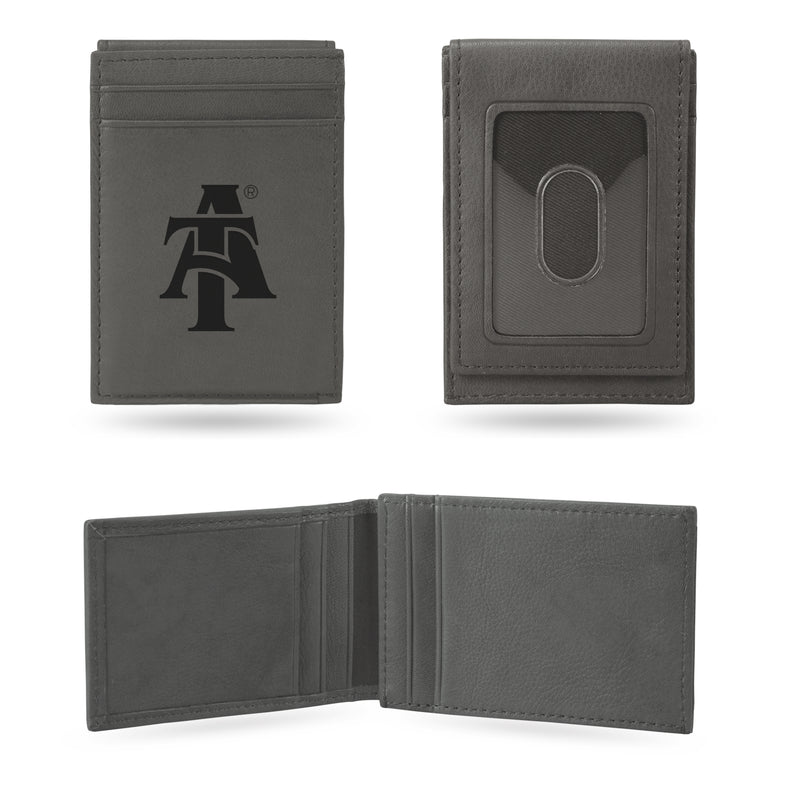 North Carolina A&T Laser Engraved Gray Front Pocket Wallet