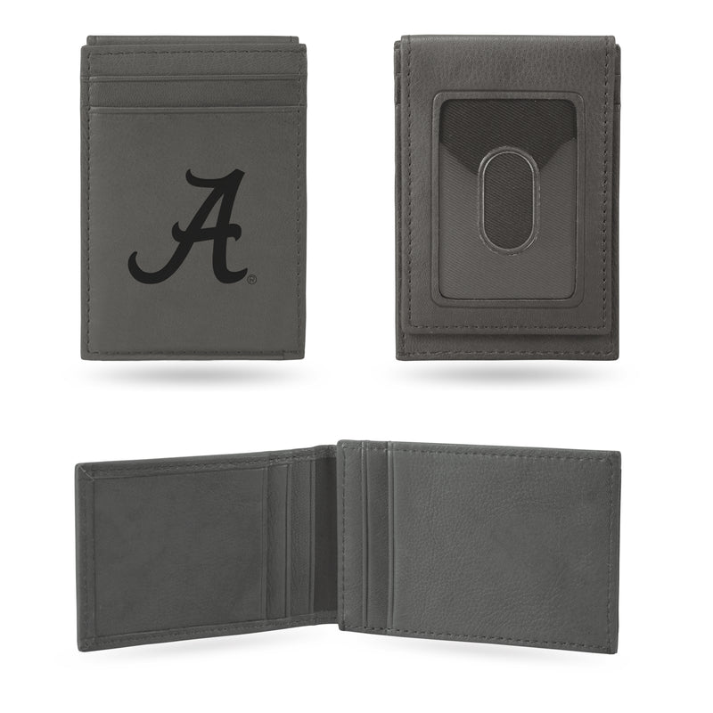 Alabama University Laser Engraved Gray Front Pocket Wallet