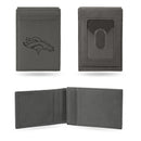 Broncos Laser Engraved Gray Front Pocket Wallet