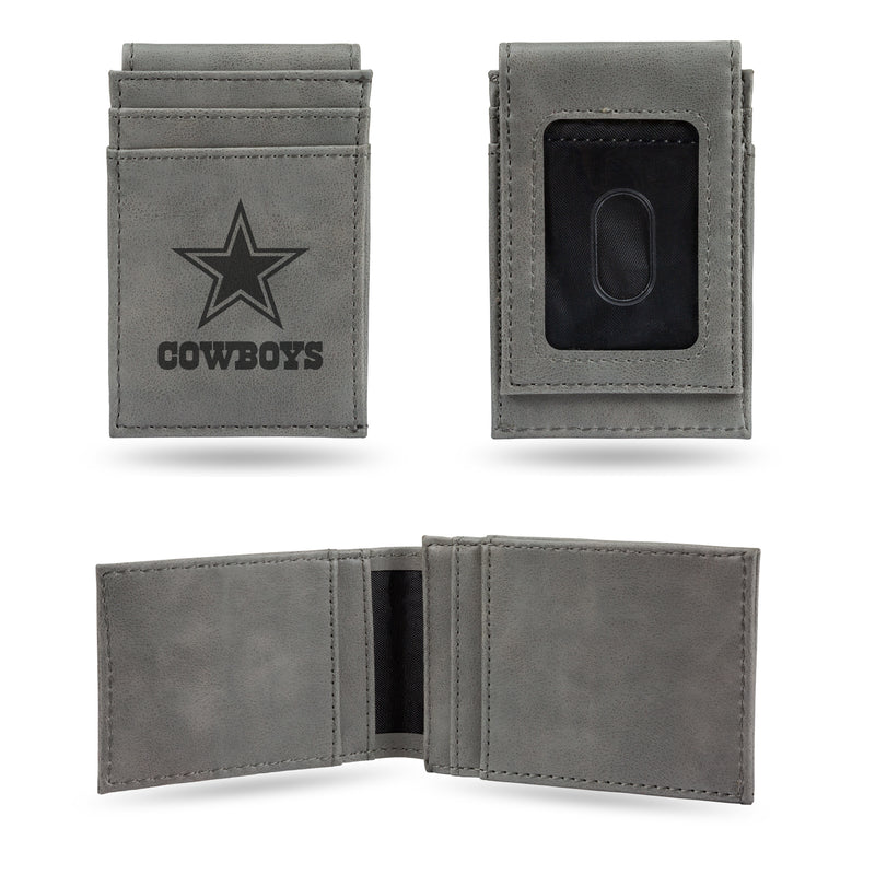 Cowboys Gray Laser Engraved Front Pocket Wallet