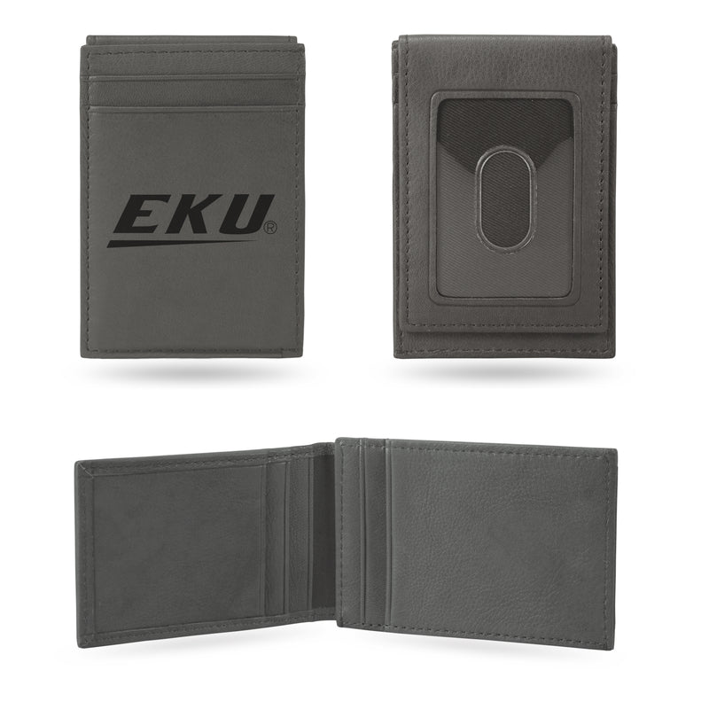 Eastern Kentucky Laser Engraved Gray Front Pocket Wallet