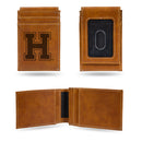 Harvard Crimson Laser Engraved Front Pocket Wallet - Brown