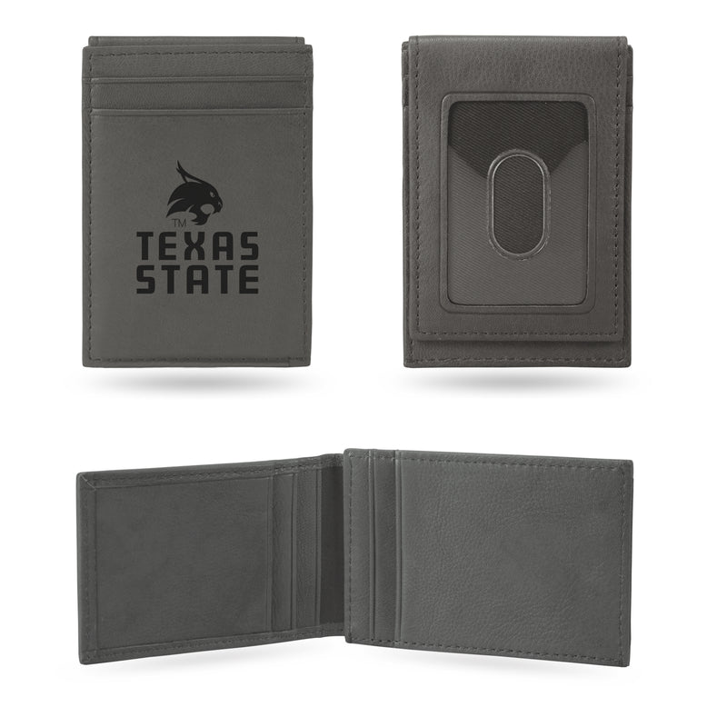 Texas State Laser Engraved Gray Front Pocket Wallet