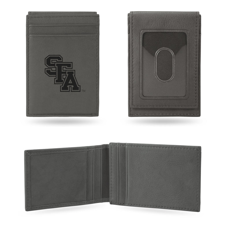 Stephen F. Austin Laser Engraved Gray Front Pocket Wallet