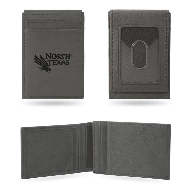 North Texas Laser Engraved Gray Front Pocket Wallet