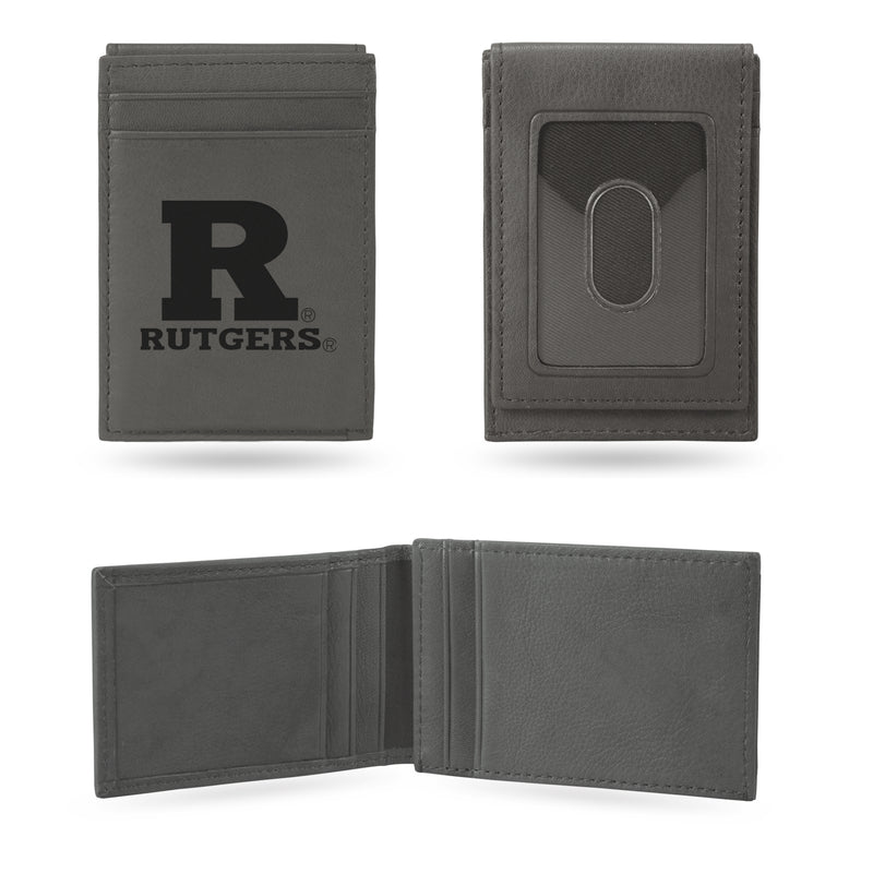 Rutgers Laser Engraved Gray Front Pocket Wallet