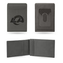 Rams Laser Engraved Gray Front Pocket Wallet
