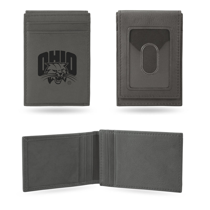 Ohio University Laser Engraved Gray Front Pocket Wallet