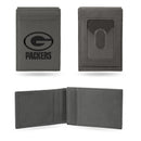 Packers Laser Engraved Gray Front Pocket Wallet