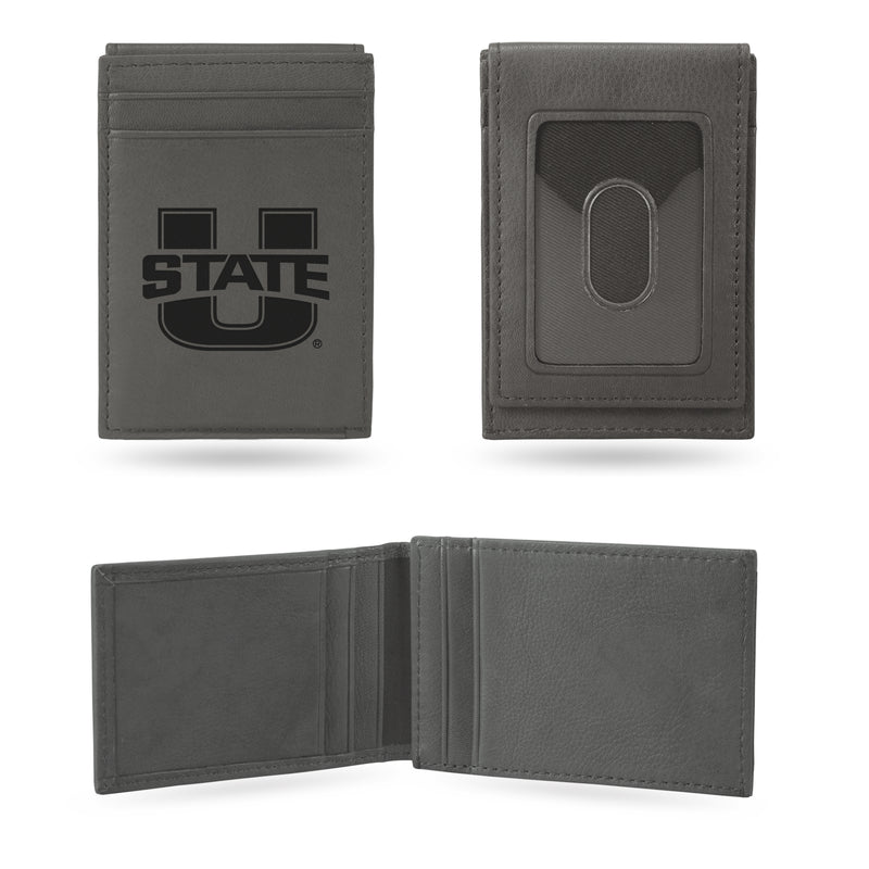 Utah State University Laser Engraved Front Pocket Wallet - Gray