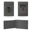 Blackhawks Laser Engraved Front Pocket Wallet - Gray