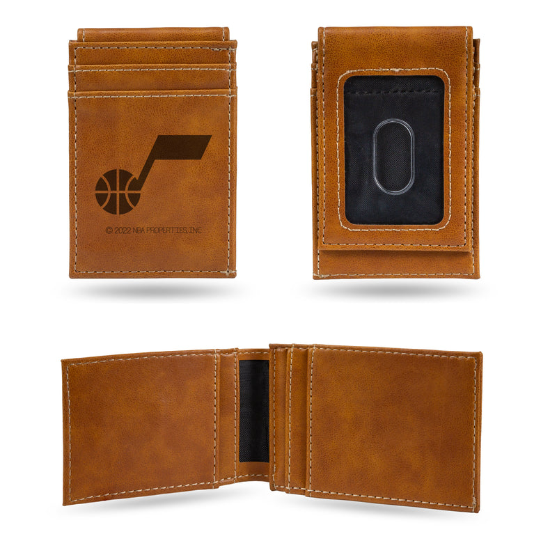 Jazz Laser Engraved Brown Front Pocket Wallet