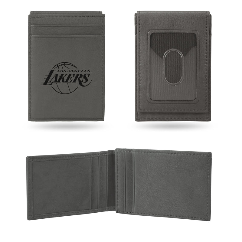 Lakers Laser Engraved Front Pocket Wallet - Gray