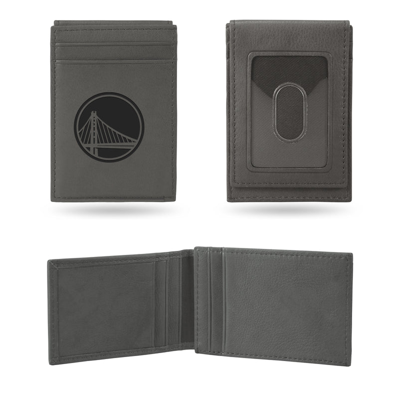 Warriors Laser Engraved Front Pocket Wallet - Gray