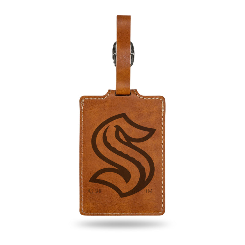 Seattle Kraken Laser Engraved Luggage Tag - Brown