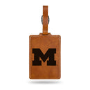 Michigan Wolverines Laser Engraved Luggage Tag - Brown