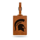 Michigan State Spartans Laser Engraved Luggage Tag - Brown