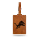 Detroit Lions Laser Engraved Luggage Tag - Brown
