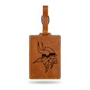 Minnesota Vikings Laser Engraved Luggage Tag - Brown