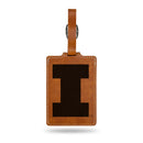 Illinois Fighting Illini Laser Engraved Luggage Tag - Brown