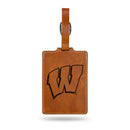Wisconsin Badgers Laser Engraved Luggage Tag - Brown